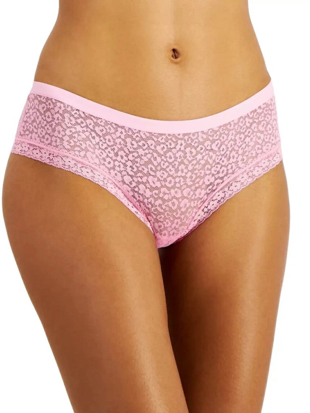 Jenni Intimates Women's Leopard Lace Hipster Panty Underwear, Cali Pink, 3XL